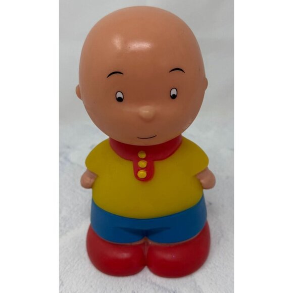 Caillou Plastic Figure Toy 6" Famosa Yellow Shirt Red Shoes PBS Squeak - Picture 1 of 8